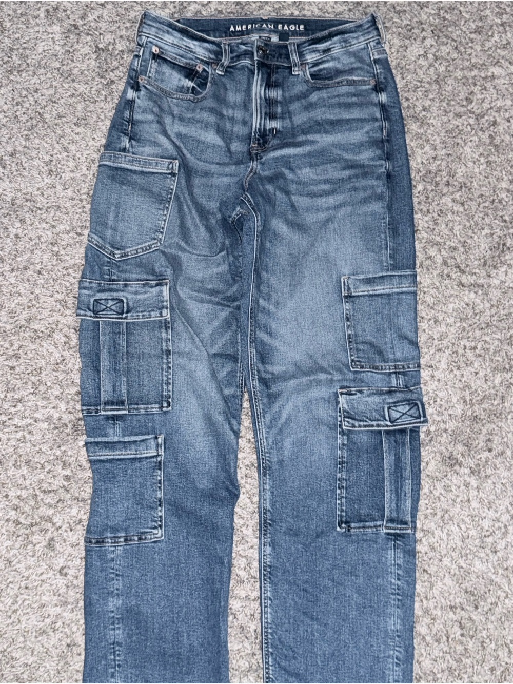 American Eagle Women's Blue Cargo Jeans
